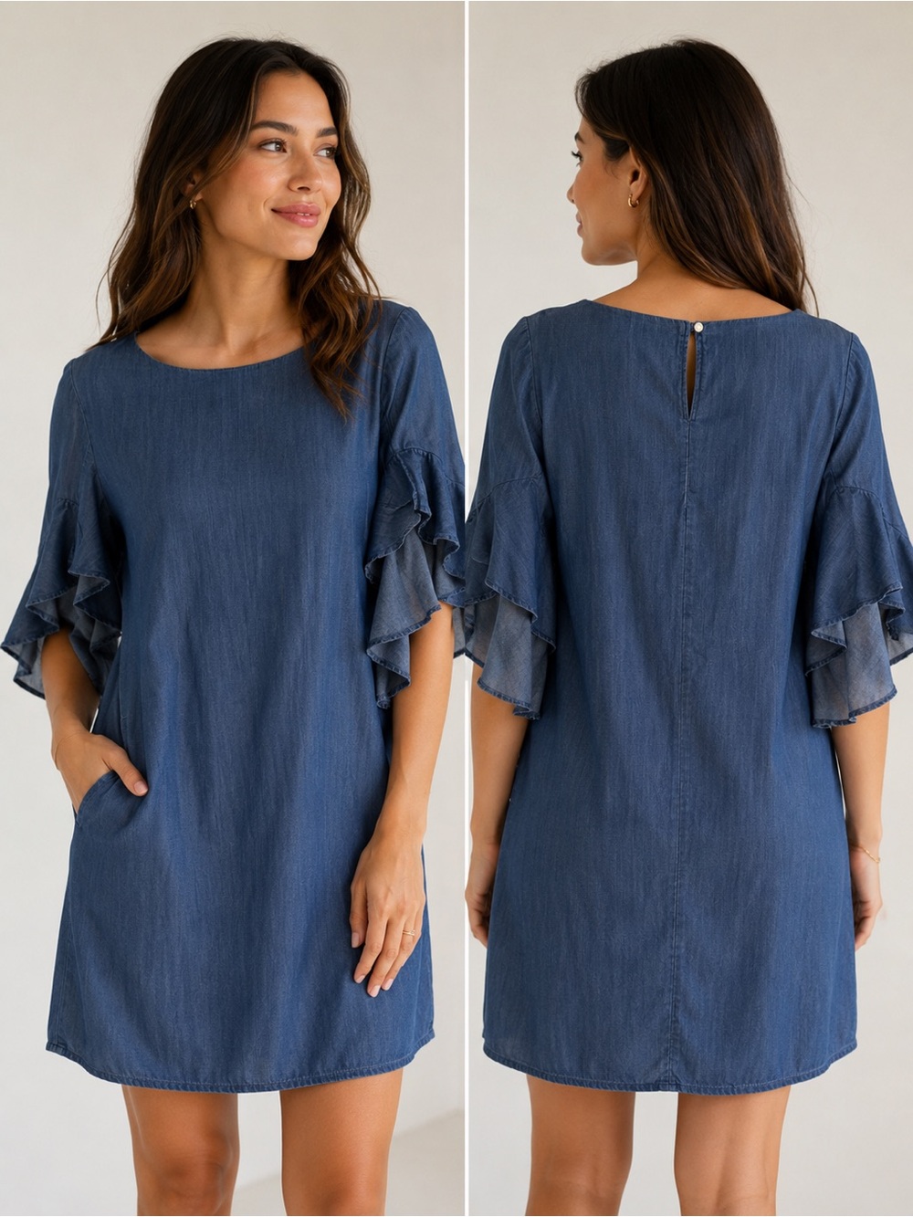 Given Kale Chambray Shift Dress